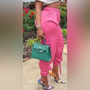 NEW IN!!! Berry Pleated Chic Ankle Tie Pants